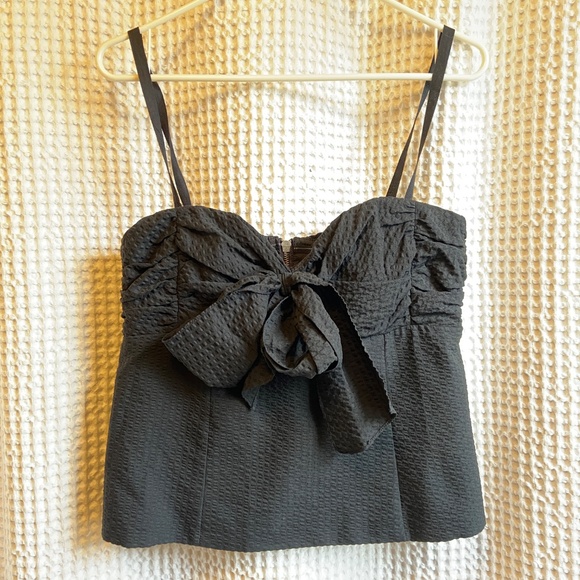 Nanette Lepore Black Seersucker Corset Top - Size 12 - Picture 3 of 11